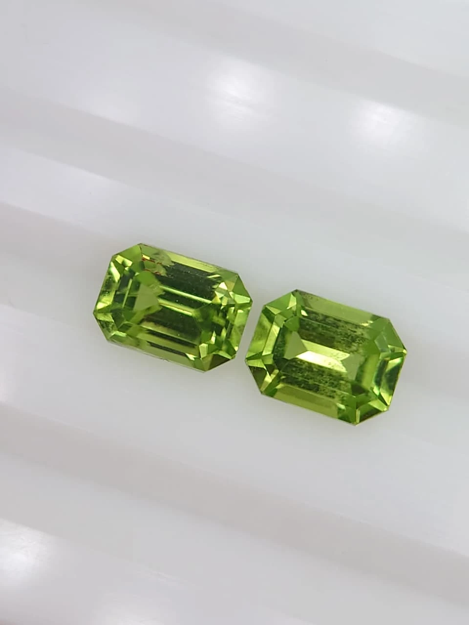 3.2ct Natural Emerald Faceted Peridot Pair from Pakistan — view 6
